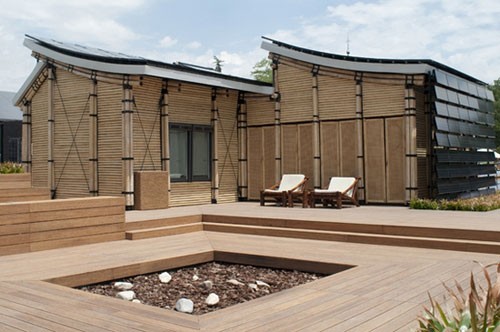 “太陽能竹屋”實景圖 新能源住宅展品落戶同濟嘉定校區(qū)