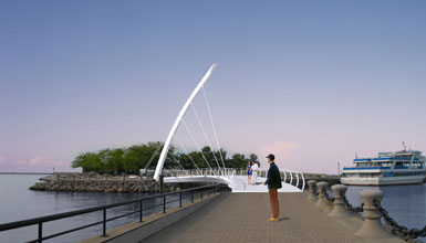 美國克利夫蘭Voinovich公園建造可移動的人行橋4