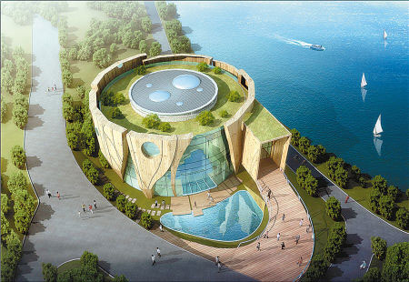 綠地生態(tài)科技館效果圖。